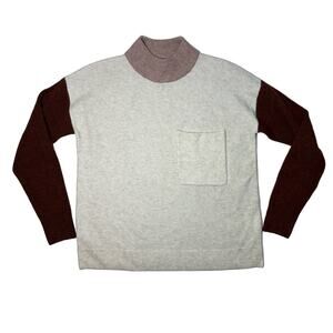 Madewell Woman's Redmond Mock Neck Pocket Sweater Colorblock Size XXS
